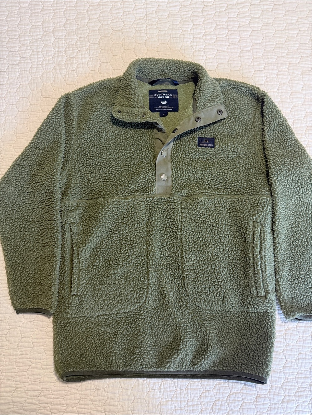 Southern Marsh Olive Green Sherpa Snap Pullover